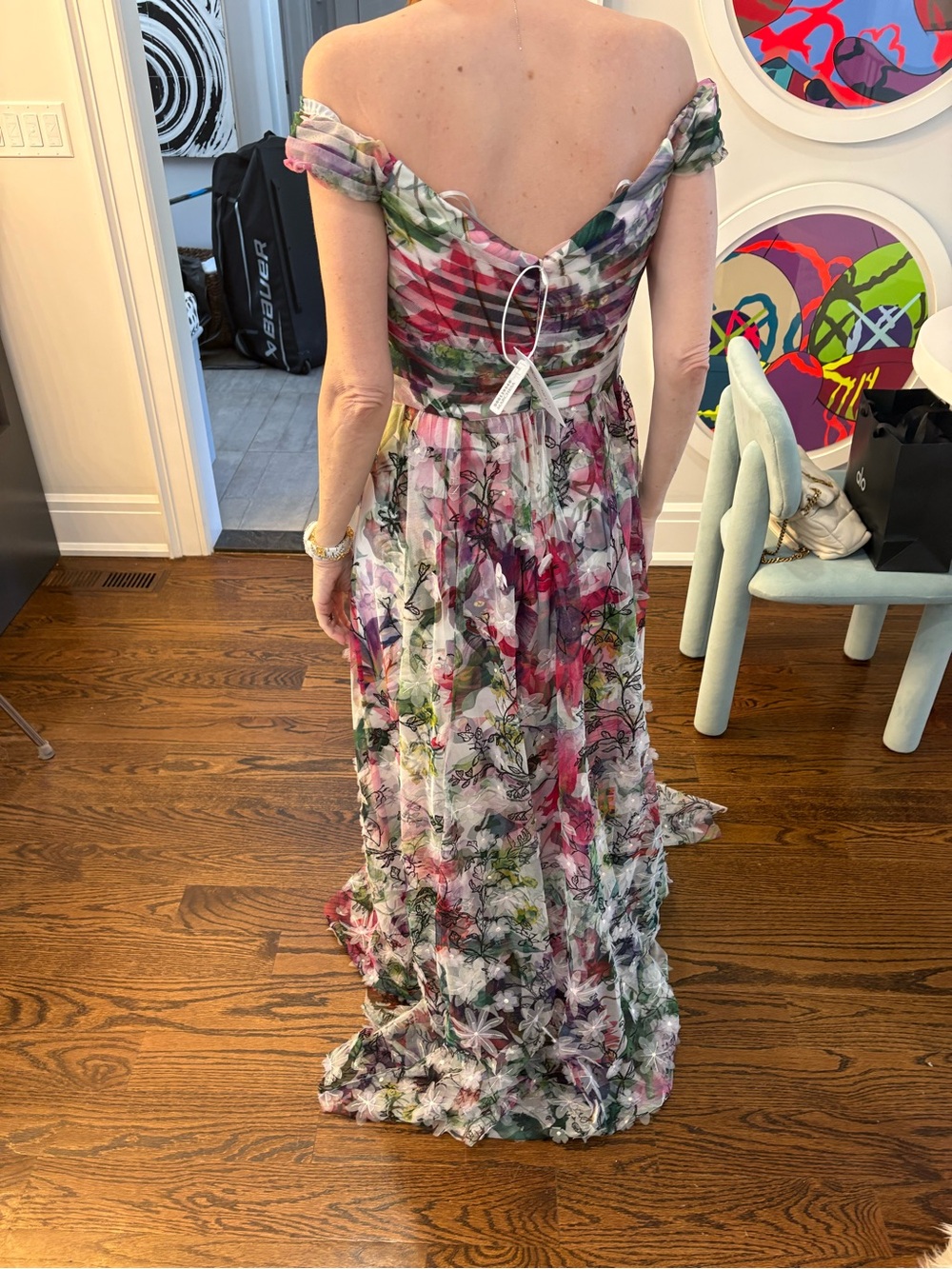 Marchesa Notte Vibrant Floral Evening Gown - Picture 7 of 10